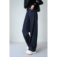 Damen Weite Jeans mit hohem Bund Nord Taschen - Dämmerungsblau