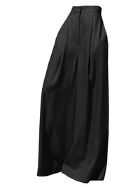 Damen Weite Leinenhose Nord Taschen - Schwarz