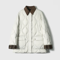 Damen Steppjacke mit karierten Akzenten Nord Taschen - Sanftes Weiß
