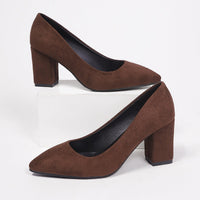 Damen elegante High Heel Pumps mit robustem Blockabsatz Nord Taschen - Braun