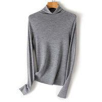 Damen Leichter Feinstrick-Rollkragenpullover mit fließender Passform Nord Taschen - Hell meliertes Grau