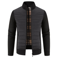 Herren gesteppte Hybridjacke mit Strickärmeln und modernem Stehkragen Avellé - Schwarz