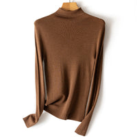 Damen Leichter Feinstrick-Rollkragenpullover mit fließender Passform Nord Taschen - Öl-Kastanienbraun