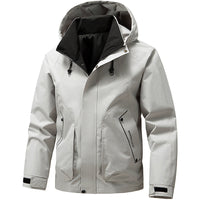 Herren Langarm-Hoodie-Jacke mit Taschen - Khaki