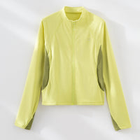 Damen Atmungsaktive Sportjacke mit Stehkragen, Raglanärmeln und Stretch-Einsätzen Nord Taschen - Leuchtgrün