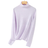Damen Feiner Rollkragenpullover aus ultraleichtem Feinstrick mit schlanker Silhouette Nord Taschen - Taro-Violett