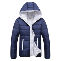 Mila | Wattierte Kapuzen Steppjacke - Navy + Weiß