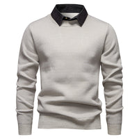 Herren Feinstrickpullover mit integriertem Hemdkragen‑Detail Nord Taschen - 9063 Beige (gefüttert)