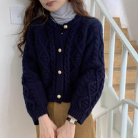 Damen Cardigan mit Rundhalsausschnitt und langen Ärmeln - Marineblau