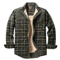 Herren Hemdjacke mit Karomuster und Taschen - Dunkelgrün