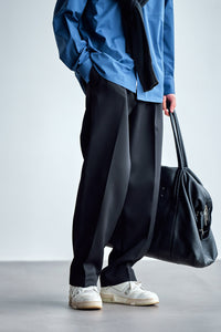 Herren Weite Chino-Hose mit Bundfalten und lockerem Schnitt Nord Taschen - Schwarz