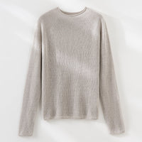 Damen Feiner leichtgewichtiger Rundhals-Feinstrickpullover mit Raglanärmeln Nord Taschen - Khaki