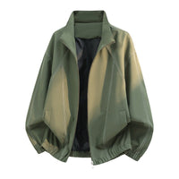 Herren Oversize-Leichtblouson mit Stehkragen und elastischem Saum - Militärgrau