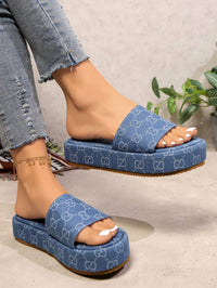 Damen Modische Flip-Flop Pantoletten mit Komfort-Ausschnitt - Blau