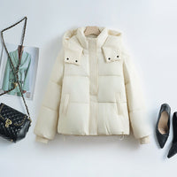 Damen kurze Steppjacke mit herausnehmbarem Kragenpolster - Offwhite
