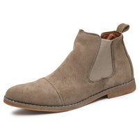 Damen Elegante Veloursleder Chelsea Boots mit elastischen Einsätzen - Khaki