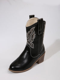 Damen Western Stiefelette mit Blockabsatz - Schwarz