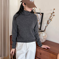 Damen Leichter Kaschmir-Mix Rollkragenpullover mit feinem Soft-Finish und schmaler Silhouette Nord Taschen - Koreanisches Grau