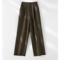 Damen Weite High-Waist-Hose mit Bundfalten, elastischem Rückenteil und seitlichen Eingrifftaschen Nord Taschen - Nebelgrün Hose