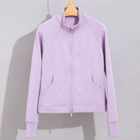 Damen Performance-Trainingsjacke mit Stehkragen und Daumenloch Nord Taschen - Violettes Oberteil