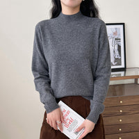 Damen Feiner Feinstrick-Pullover mit kurzem Stehkragen und Kaschmir-Optik Nord Taschen - Koreanisches Grau