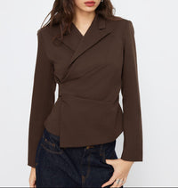 Damen Eleganter Tailored Blazer Nord Taschen - Dunkelbraun