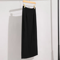 Damen Maxirock aus Feinstrick mit geradem Fall und hoher Taille Nord Taschen - Schwarz