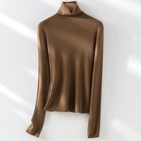 Damen Slim-Fit Feinstrick-Rollkragenpullover mit Stretch Nord Taschen - Hellolivgrün