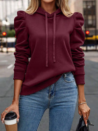 Damen Kapuzenpullover mit Kordelzug - Dunkelrot
