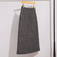 Damen Hochtaillierter Tweed-Midirock mit geradem Schnitt und leichter A‑Linie Nord Taschen - Grau Melierter Rock