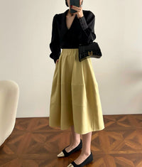 Damen Stylische, luftige 3/4-Arm Strickjacke und Midikleid Kombination Nord Taschen - Zitronengelb