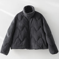Damen Kurze gesteppte Jacke mit Wellensteppung, hohem Stehkragen und Boxy-Silhouette Nord Taschen - Dunkles Spacegrau
