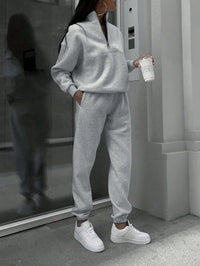 Damen Oversized Zweiteiliges Set - Hellgrau