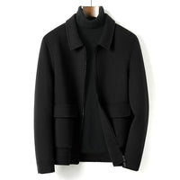 Herren Wollmix-Übergangsjacke mit Stehkragen, Reißverschluss und Pattentaschen Nord Taschen - Schwarz