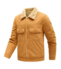 Herren Langarmjacke mit Knöpfen und Taschen - Karamell