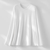 Damen Langärmeliges Rundhals-Longsleeve aus Modal-Mix mit fließender Silhouette Nord Taschen - Weiß