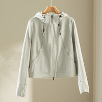 Damen Kapuzen-Softshelljacke mit Zwei-Wege-Reißverschluss und ergonomischer Schnitt Nord Taschen - Beiger Mantel