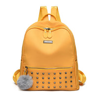 Damen modischer Rucksack mit Nieten und Pom-Pom Nord Taschen - Gelb