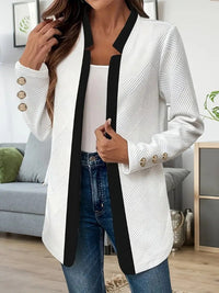 Damen Blazerjacke mit figurbetonter Passform und Kontrastkragen - Weiß