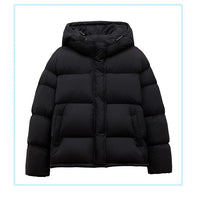 Damen Stilvolle Daunenjacke mit Kapuze Nord Taschen - Schwarz
