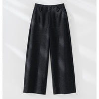 Damen Elegante hochtaillierte Wollblend-Palazzohose mit Bundfalten und geradem Bein Nord Taschen - Schwarz