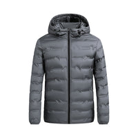 Herren ultraleichte Steppjacke mit Kapuze und Windschutzleiste - Dunkelgrau