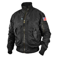 Herren Bomberjacke im Fliegerstil mit Thermofutter und Utility-Taschen - Schwarz 1992