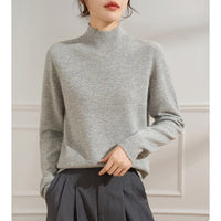 Damen Feiner Feinstrick-Pullover mit kurzem Stehkragen und Kaschmir-Optik Nord Taschen - Muschelgrau
