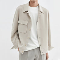 Herren Oversize-Utility-Jacke mit aufgesetzter Brusttasche und Druckknopfleiste Nord Taschen - Khaki-Beige