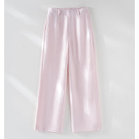 Damen Palazzo-Hose aus leichtem Leinenmix mit hohem Bund und Bügelfalte Nord Taschen - Rosa
