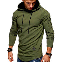 Herren Longline-Hoodie mit Kordelzug und langen Ärmeln - Olivgrün