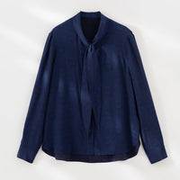 Damen Elegante Schleifenkragen-Bluse mit Jacquardstruktur und lockerer Passform Nord Taschen - Bedruckt