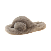 Damen Flauschige Hausschuhe mit kuscheligem Innenfutter - Khaki