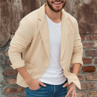 Herren Jersey Sakko leger mit Taschen - Apricot